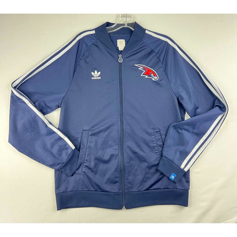 VTG Adidas NBA Atlanta Hawks Men's Blue White Track Jacket Full Zip Retro Size L